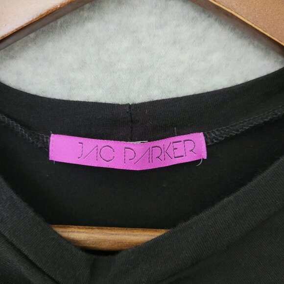 Jac Parker Mixology Ruched Front Drawstring Crop Top Size S Black Short Sleeve - Picture 3 of 4